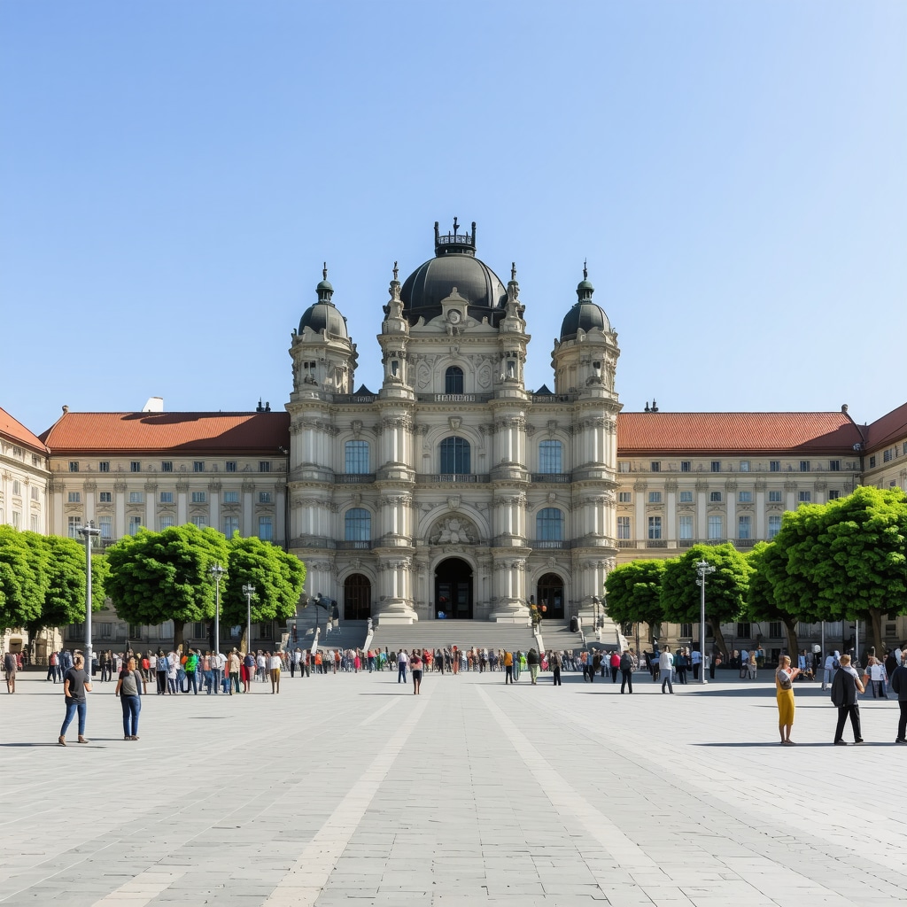 Iași city center featuring Palatul Culturii and surrounding historic architecture