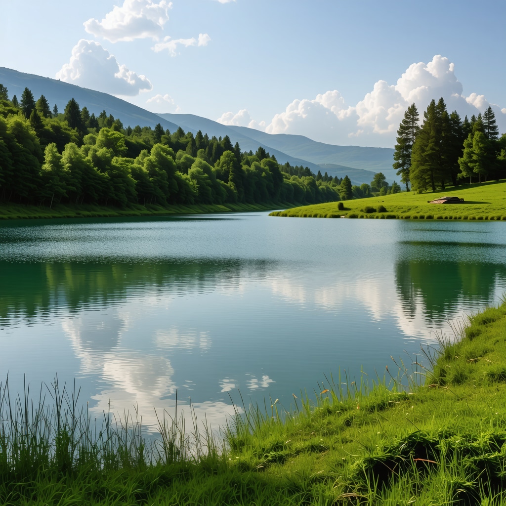 Beautiful Balkan landscape with clear lakes and green hills, symbolizing natural beauty and tranquility.