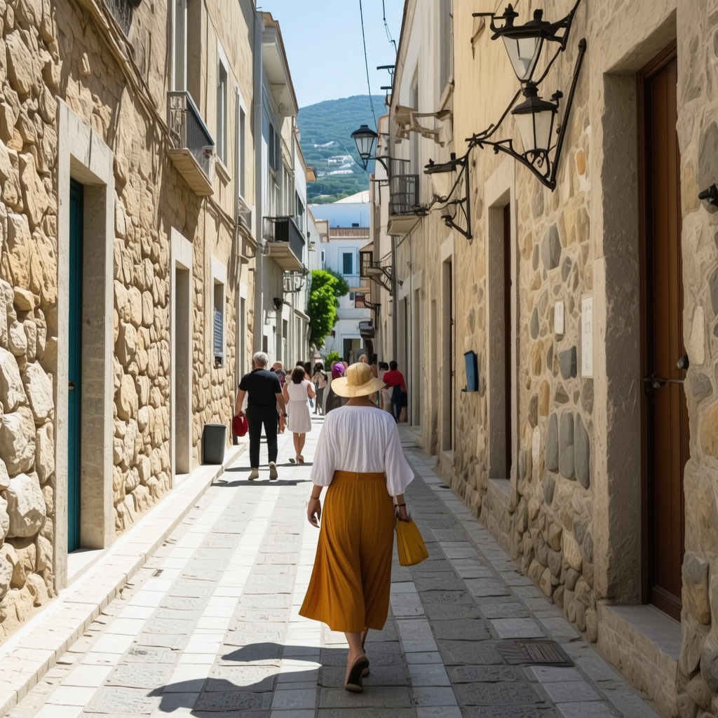 Ancient streets of Patras with vibrant local life
