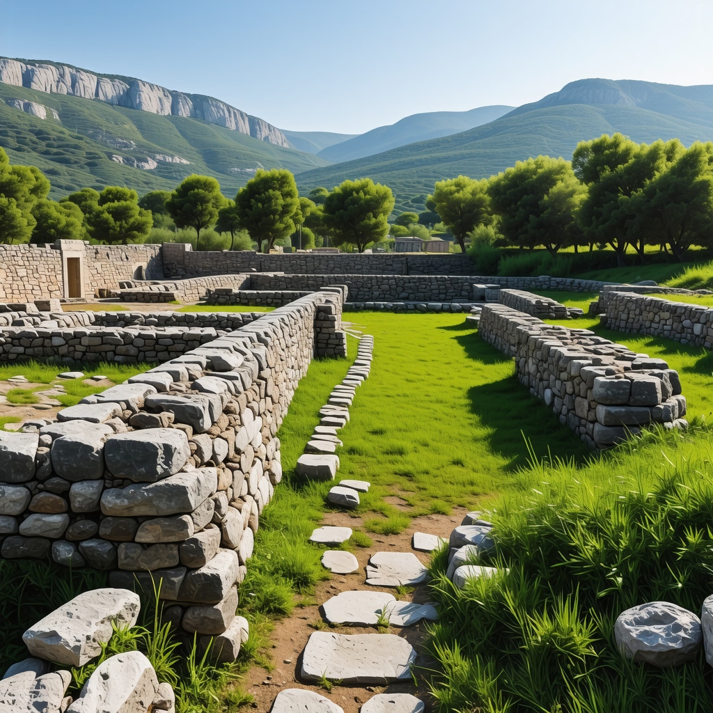 A detailed virtual 3D model of the ancient city of Butrint showing historical structures and modern AR overlays
