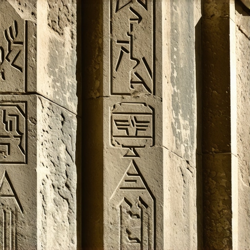 Carved symbols in old stone architecture