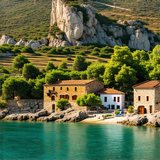 Scenic view of Albanian coastline with hidden coves and traditional villages