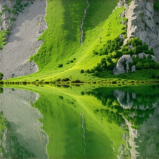 Scenic view of Balkan mountains and lakes, vibrant and detailed