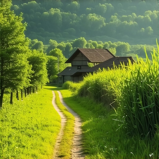 Scenic view of lush Balkan trails and traditional villages