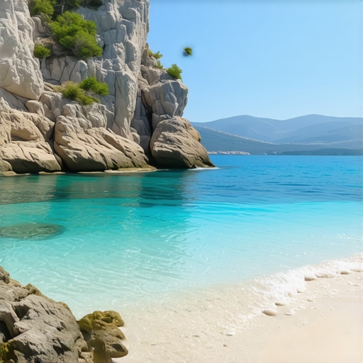 Secluded Dalmatian beach with crystal clear water and rocky landscape