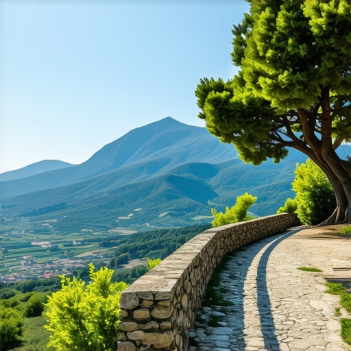 Scenic view from a hidden mountain viewpoint in Ioannina, Greece with lush landscape and panoramic scene
