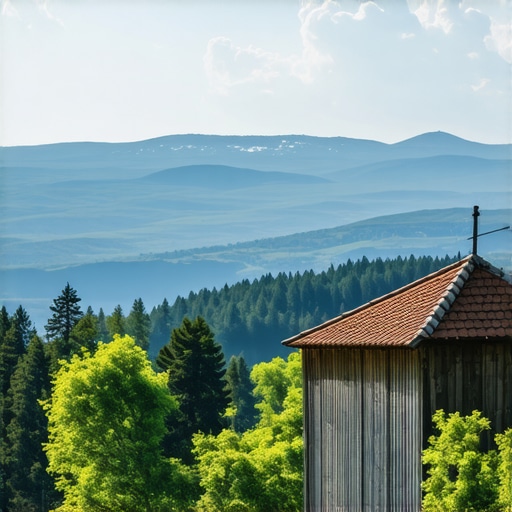 Gozdovita gora Borovets z kulturnimi znamenitostmi ob sončnem vzhodu