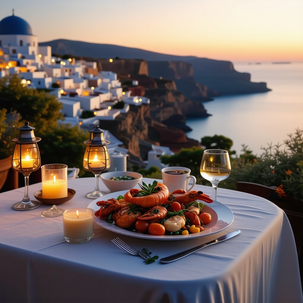 Santorini: Večerni razgledi, romantične poti in okusne specialitete