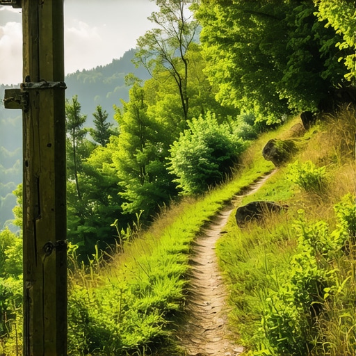 Pogled na skrivno pot v Srbiji, obdano z zelenjem in naravo
