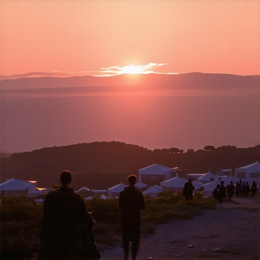 Beautiful sunset in Medugorje radiating spiritual energy and tranquility