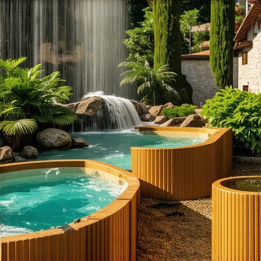 Serbian spa town with thermal springs and lush greenery.