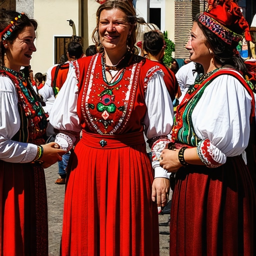 Traditional Balkan costumes and music at a cultural event