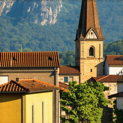 Balkan Mountains and Traditional Villages Scenic view of Balkan mountains with traditional villages and lush greenery