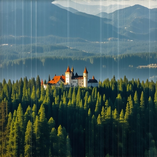 Panoramic view of Sinaia with mountains and forest